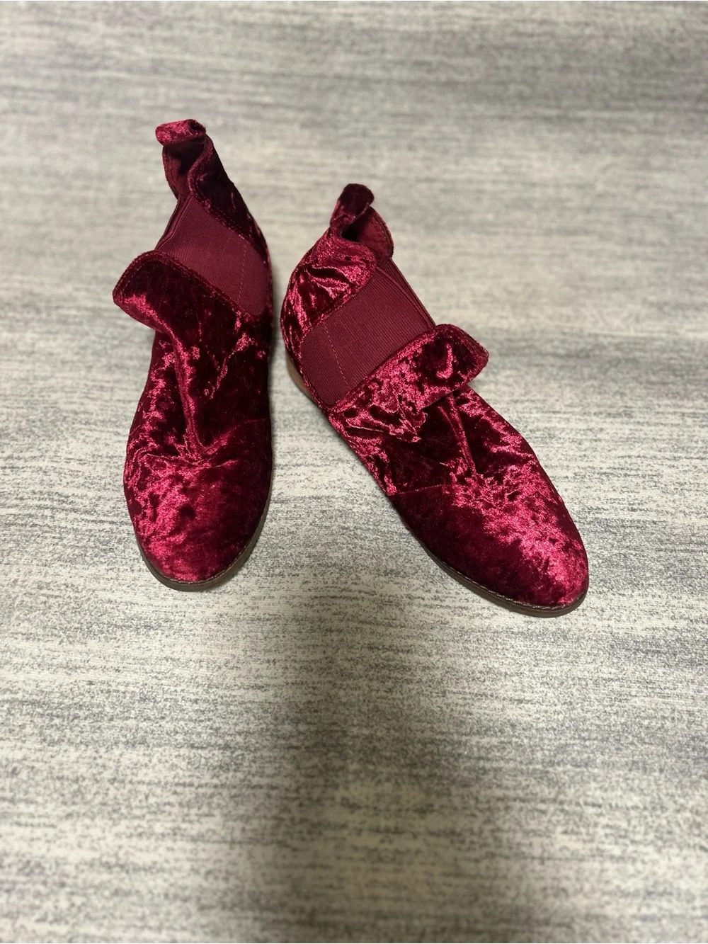 Toms Women's Velvet Ankle Boots in Deep Burgundy
